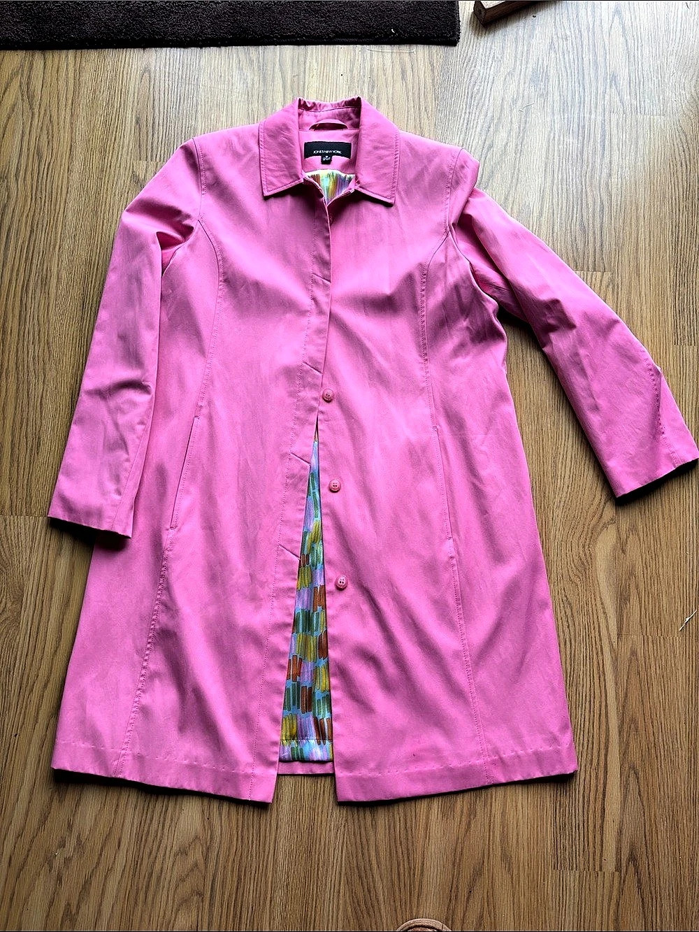 Jones New York Pink Trench Coat Size Medium